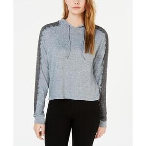 Ultra Flirt Juniors Lace Trimmed Marled Hoodie Size XS